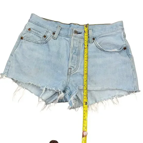 Levi’s Distressed Cut Off Cotton Denim Shorts Women's 28 Western Cowgirl Summer - Picture 12 of 14